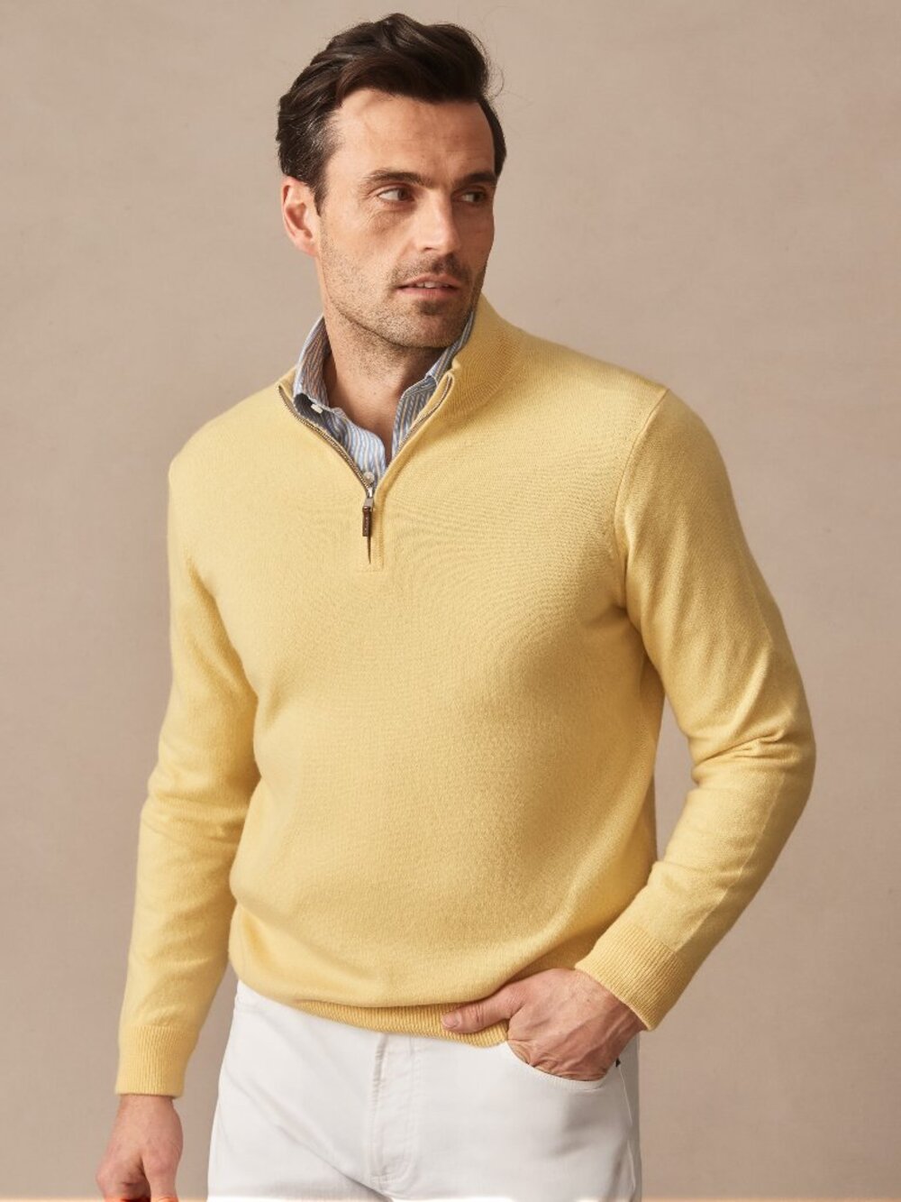 J McLaughlin Twain Cashmere 1/4 Zip - Yellow NEW